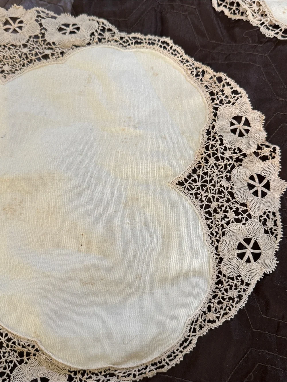 Vintage Lace-Edged White Cotton Doilies Set of 3